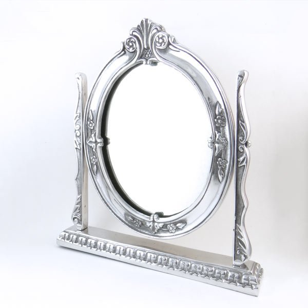 Espejo de tocador vintage mediano de pewter artesanal