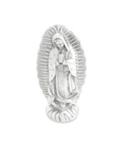 Virgen de Guadalupe clásica chica de pewter con base artesanal