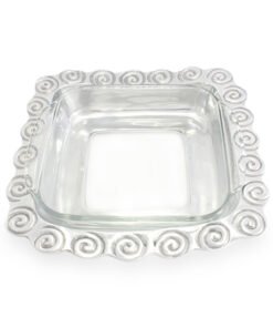 Porta Pyrex espirales cuadrado de pewter artesanal
