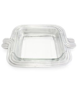 Porta Pyrex líneas cuadrado de pewter artesanal