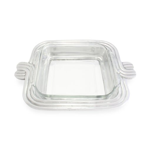 Porta Pyrex líneas cuadrado de pewter artesanal