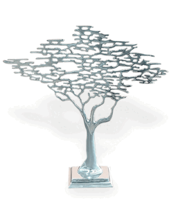 Adorno Árbol de la Vida número 4 elaborado en pewter, ideal para decoración interior con simbolismo natural.