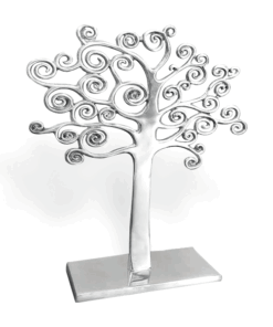 Adorno Árbol Espirales Alto de pewter, decoración moderna artesanal.