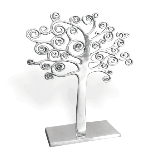 Adorno Árbol Espirales Alto de pewter, decoración moderna artesanal.