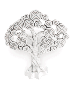 Adorno Árbol Espirales de pewter, decoración moderna y simbólica para interiores.