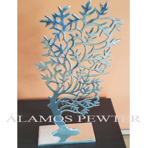 Adorno Árbol Moderno Grande de pewter, decoración contemporánea para interiores.