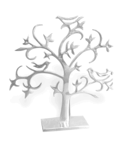 Adorno Árbol Pajaritos Grande de pewter, pieza artesanal decorativa.