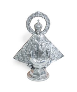 Virgen de Nuestra Señora de Zapopan de pewter con base artesana