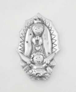 Virgencita Plis manto estrellas mini de pewter con colgadera artesanal