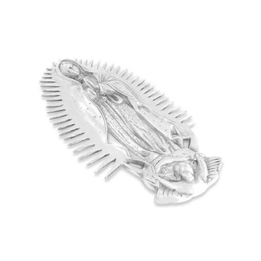 Virgen picos mediana de pewter con colgadera artesanal
