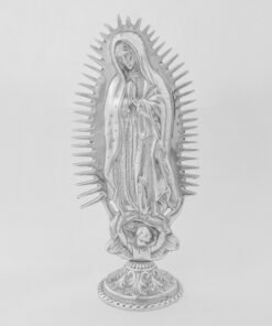 Virgen picos mediana de pewter con base artesanal