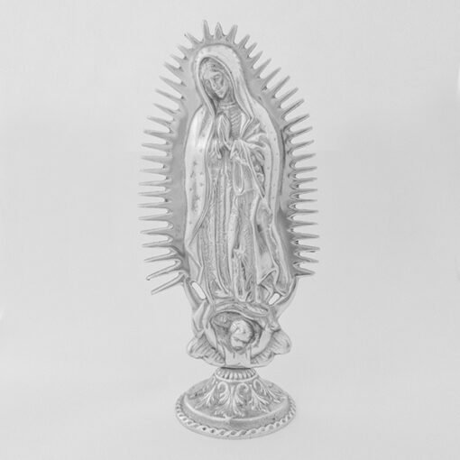 Virgen picos mediana de pewter con base artesanal