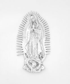 Virgen de Guadalupe mediana de pewter con colgadera artesanal