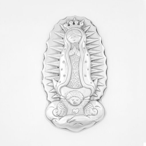 Virgencita Plis mediana de pewter con colgadera artesanal