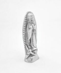 Virgen de Guadalupe chica de pewter con base artesanal