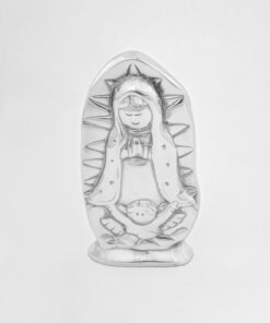 Virgencita Plis chica de pewter con base artesanal