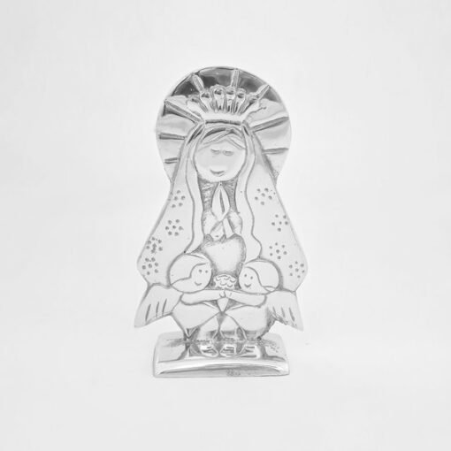 Virgencita Plis de pewter con base figura artesanal