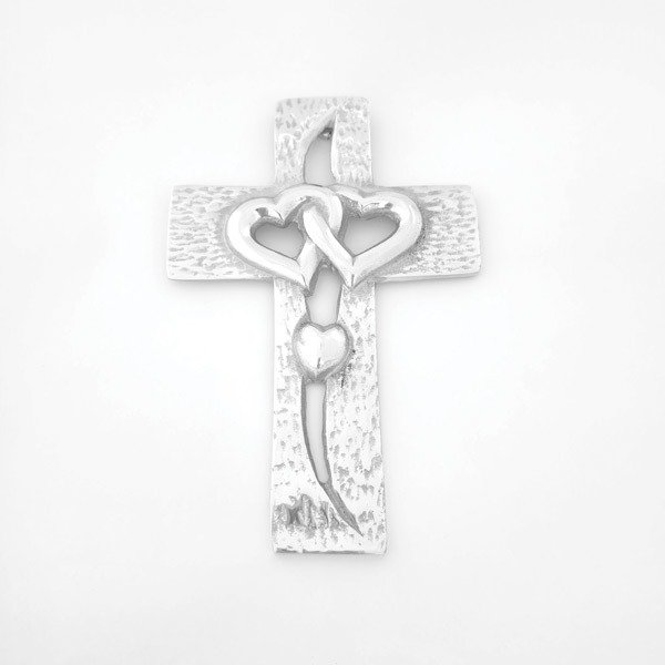 Cruz Corazones de pewter artesanal