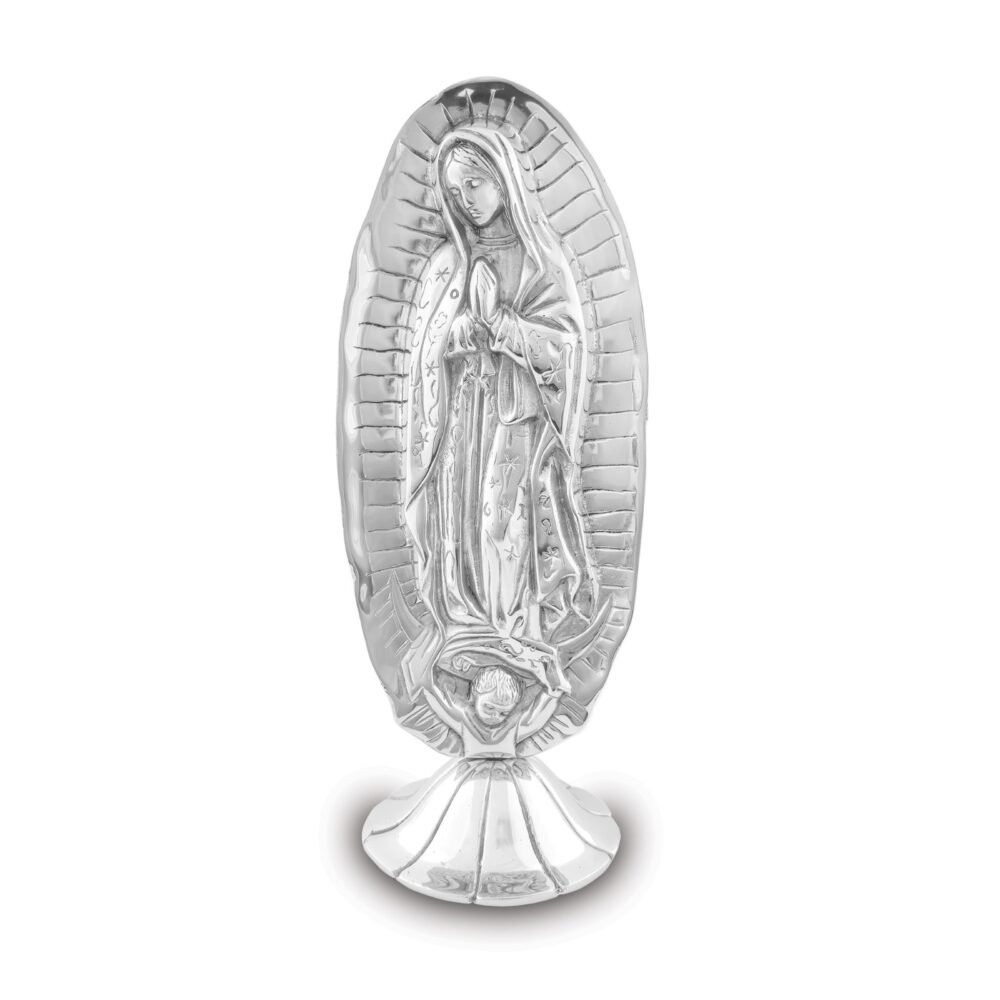 Virgen de Guadalupe Resplandor de pewter con base