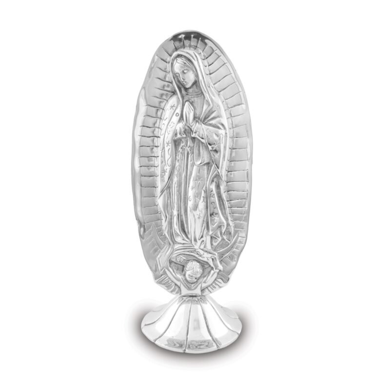 Virgen de Guadalupe Resplandor de pewter con base